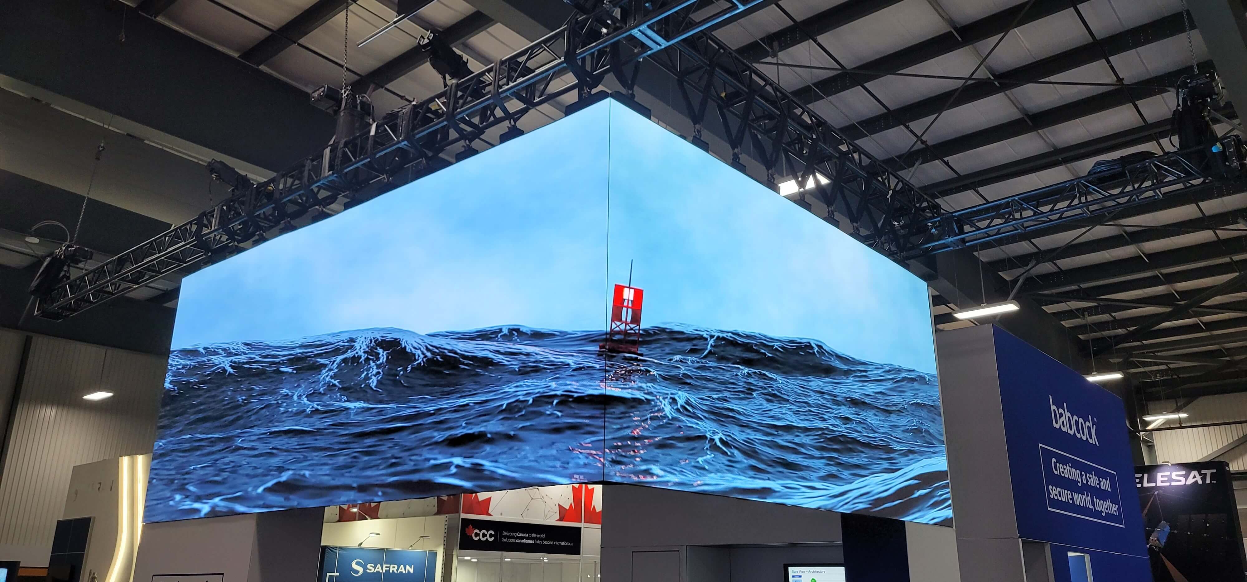 2.3mm LEDSkins seamless 90 degree corner LED wall for BeMatrix and Aluvision exhibits